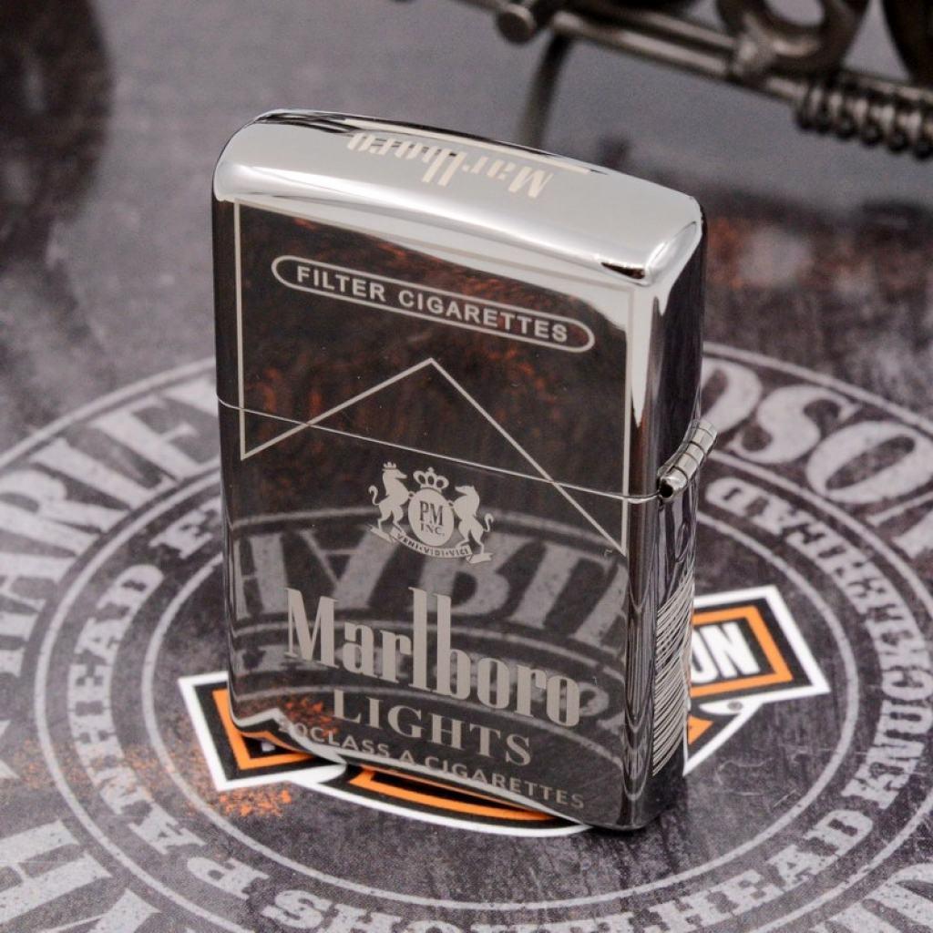 Bật Lửa Zippo Chính Hãng Khắc Marlboro Đen Bóng
