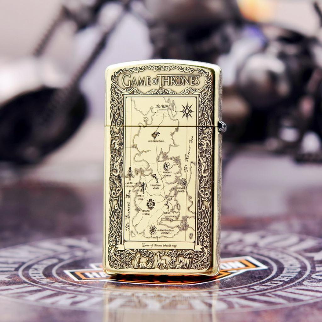 Bật Lửa Zippo Chính Hãng Chạm Khắc Game of Thrones  Phiên Bản Hẹp Slim