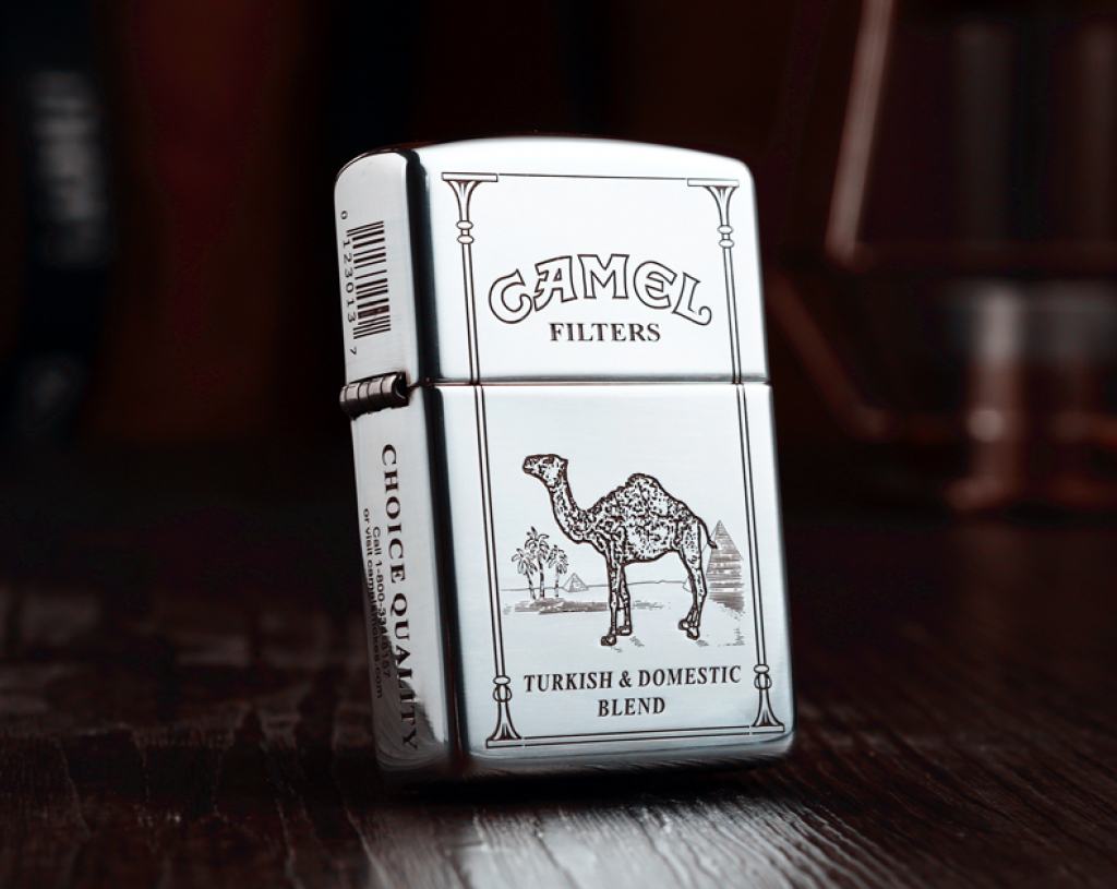 Bật Lửa Zippo Bạc Nguyên Khối Cao Cấp Khắc Camel Bản Vỏ Mỏng