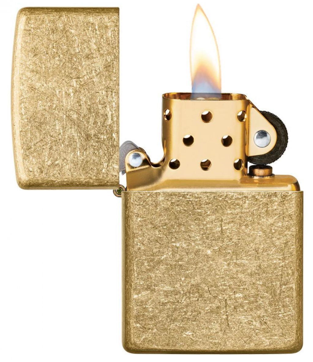 Bật Lửa Zippo Đồng Vàng  Xước Bụi - Sku 49477 – Zippo Tumbled Brass