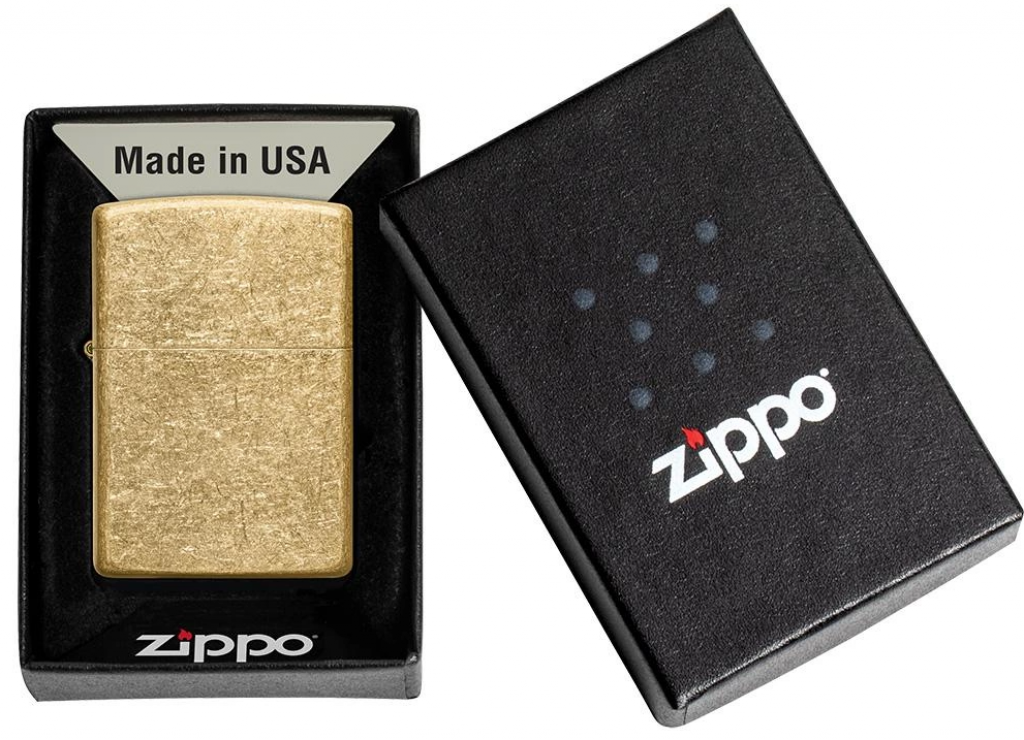 Bật Lửa Zippo Đồng Vàng  Xước Bụi - Sku 49477 – Zippo Tumbled Brass