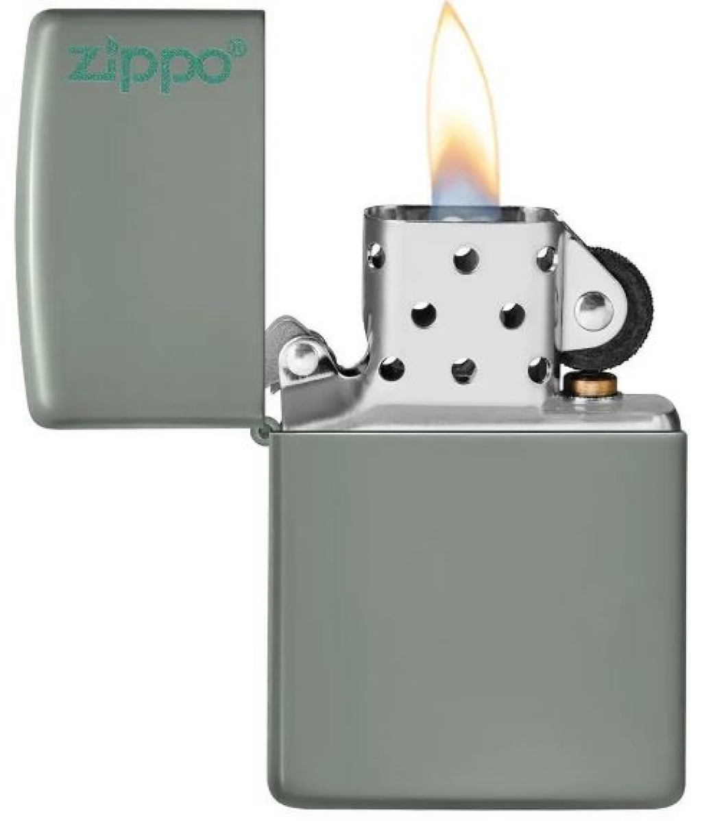 Bật Lửa Zippo Sơn Tĩnh Điện Màu Xanh Xám- Sku 49843ZL – Zippo Sage Green Zippo Logo