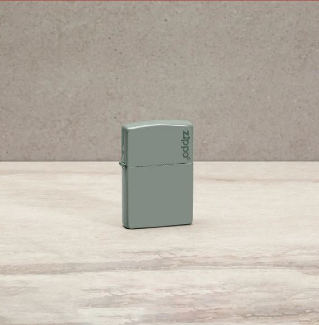 Bật Lửa Zippo Sơn Tĩnh Điện Màu Xanh Xám- Sku 49843ZL – Zippo Sage Green Zippo Logo