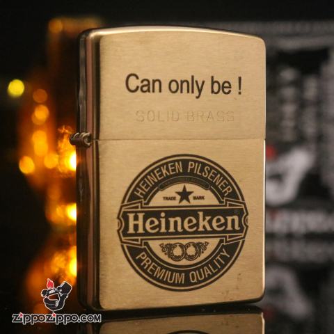 Bật Lửa Zippo 204 Đồng Khắc Thương Hiệu Bia Heineken