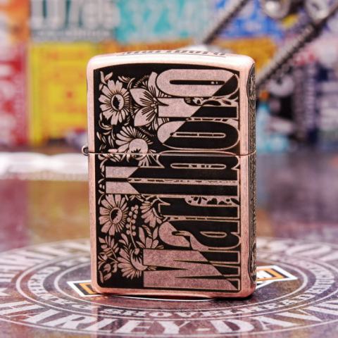 Bật Lửa Zippo Antique Copper Khắc Hoa Văn Marlboro