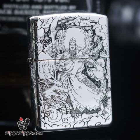 Bật Lửa Zippo Bạc Khối Cao Cấp Khắc Hình Quan Vân Trường Armor