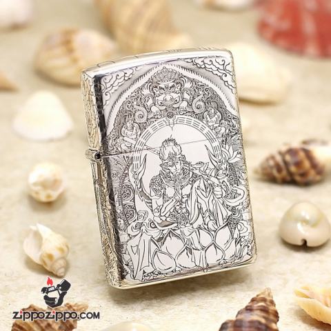 Bật Lửa Zippo Bạc Khối Cao Cấp Khắc Hình Tôn Ngộ Không Bản Vỏ Dầy Armor