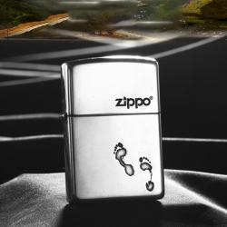 Bật Lửa Zippo Bạc Nguyên Khối Cao Cấp Khắc Dấu Chân Vỏ Dầy Bản Armor - Mã SP: ZPC2840-A