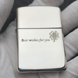 Bật Lửa Zippo Bạc Nguyên Khối Cao Cấp Khắc Best Wishes For You Vỏ Dầy Bản Armor - Mã SP: ZPC2841-A