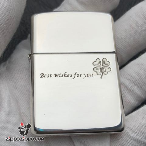 Bật Lửa Zippo Bạc Nguyên Khối Cao Cấp Khắc Best Wishes For You Vỏ Dầy Bản Armor