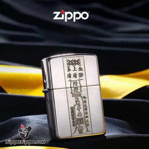 Bật lửa Zippo Bạc Nguyên Khối Cao Cấp Khắc Linh Phù Tài Lộc Bản Armor