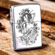 Bật Lửa Zippo Bạc Nguyên Khối Cao Cấp Chạm Khắc  Nữ Chiến Binh Samurai Vỏ Dầy Bản Armor