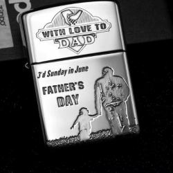 Bật Lửa Zippo Bạc Nguyên Khối Cao Cấp Khắc Father's Day Vỏ Dầy Bản Armor - Mã SP: ZPC2838-A
