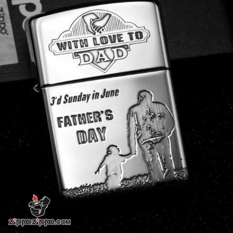 Bật Lửa Zippo Bạc Nguyên Khối Cao Cấp Khắc Father's Day Vỏ Dầy Bản Armor