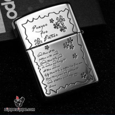 Bật Lửa Zippo Bạc Nguyên Khối Cao Cấp Khắc Father's Day Vỏ Dầy Bản Armor