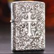 Bật Lửa Zippo Bạc Nguyên Khối Cao Cấp Khắc Hoa Văn Xung Quanh Thánh Giá  Vỏ Dầy Bản Armor