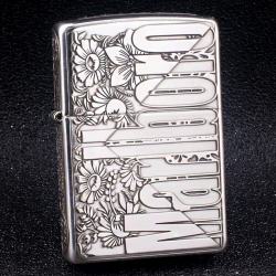 Bật Lửa Zippo Bạc Nguyên Khối Cao Cấp Khắc  Logo Marlboro Phiên Bản Amor - Mã SP: ZPC2811-A