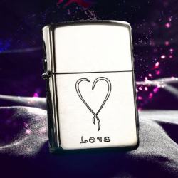 Bật Lửa Zippo Bạc Nguyên Khối Cao Cấp Khắc Love Vỏ Dầy Bản Armor - Mã SP: ZPC2848-A