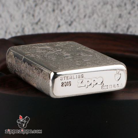 Bật Lửa Zippo Bạc Nguyên Khối Cao Cấp Khắc Tỳ Hưu Ngậm Đồng Tiền Vỏ Dầy Bản Armor