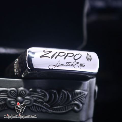 Bật Lửa Zippo Bạc Nguyên Khối Khắc Họa Tiết Rồng Nguyên Cuộn Phiên Bản Giới Hạn