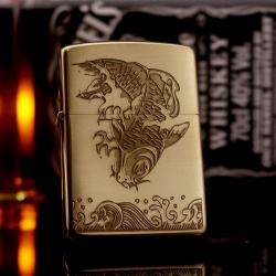 Bật lửa zippo bản armor xước khắc cá chép 2 mặt - Mã SP: ZPC2338-168