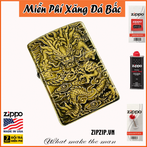 BẬT LỬA ZIPPO BẢN ĐỒNG  KHẮC HÌNH 3D RỒNG SIÊU NÉT PHIÊN BẢN 1 SIÊU NÉT