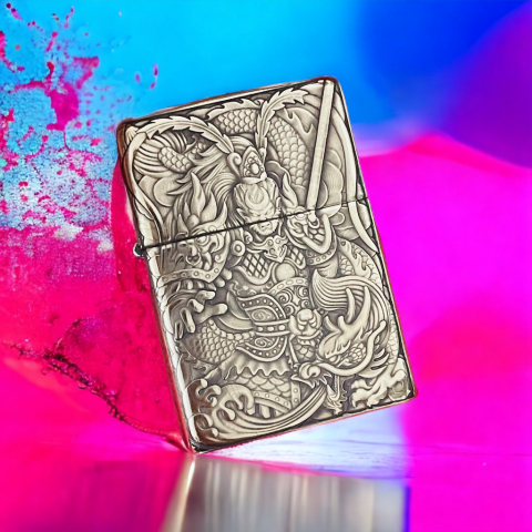 BẬT LỬA ZIPPO BẢN ĐỒNG TRƠN KHẮC HÌNH 3D TỀ THIÊN ĐẠI THÁNH  RỒNG SIÊU SẮC NÉT