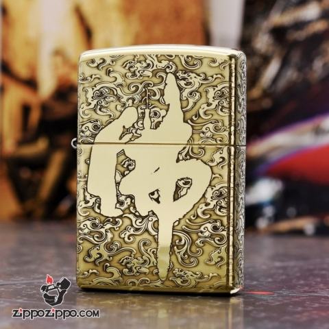 Bật Lửa Zippo Chất Liệu Đồng Chạm Khắc Đước Phật Armor