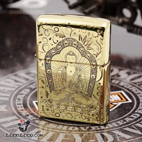 Bật lửa Zippo chất liệu đồng phiên bản bóng khắc Đức Phật Thích Ca Mâu Ni