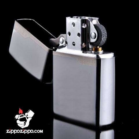 Bật lửa Zippo chính hãng 150 đen bóng có viền zippo giữ 2 nắp