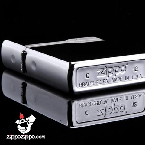 Bật lửa Zippo chính hãng 150 đen bóng có viền zippo giữ 2 nắp