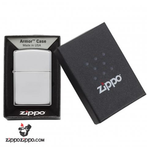 Bật Lửa Zippo Vỏ Dày Đồng Mạ Chrome Trơn Bóng - SKU 167 – Zippo Armor High Polished Chrome