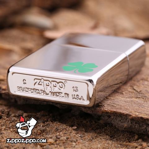 Bật lửa Zippo chính hãng 24007 cỏ 4 lá măn máy