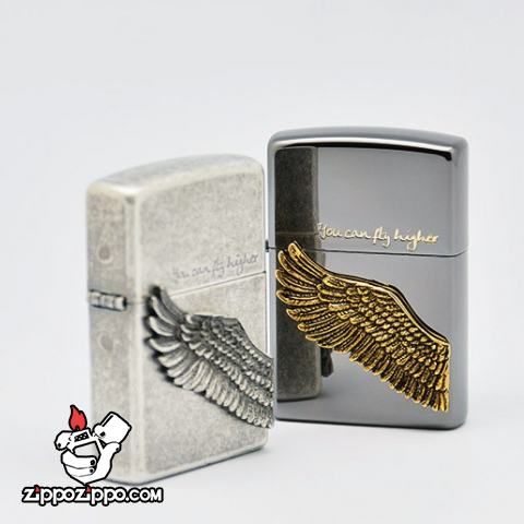 Bật lửa Zippo chính hãng Angel Wings màu đen