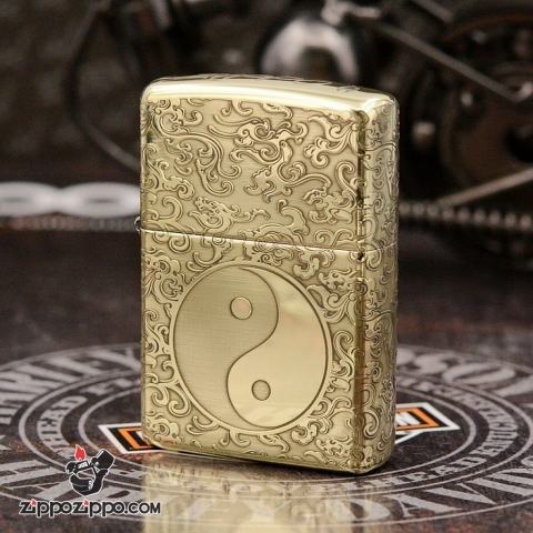 Bật Lửa Zippo Chính Hãng Bản Đồng Khắc Bát Quái Bản Armor