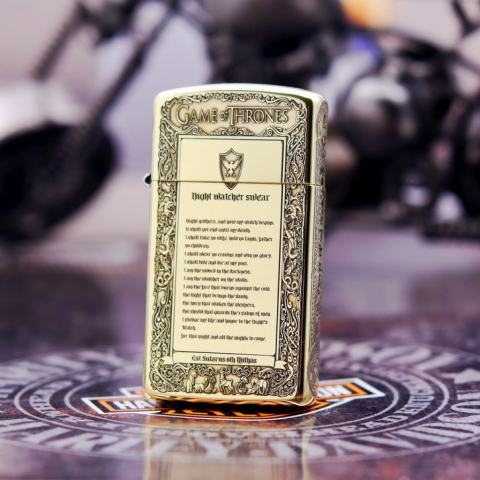 Bật Lửa Zippo Chính Hãng Chạm Khắc Game of Thrones  Phiên Bản Hẹp Slim