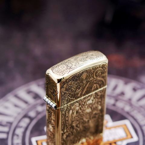 Bật Lửa Zippo Chính Hãng  Chạm Khắc Tỳ Hưu Phiên Bản Hẹp Slim