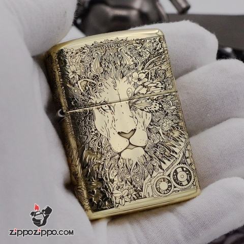 Bật Lửa Zippo Chính Hãng CHất Liệu Đồng Khắc lion punk Bản Armor