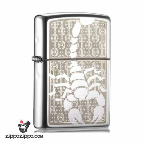 Bật lửa Zippo chính hãng chrome khắc bò cạp