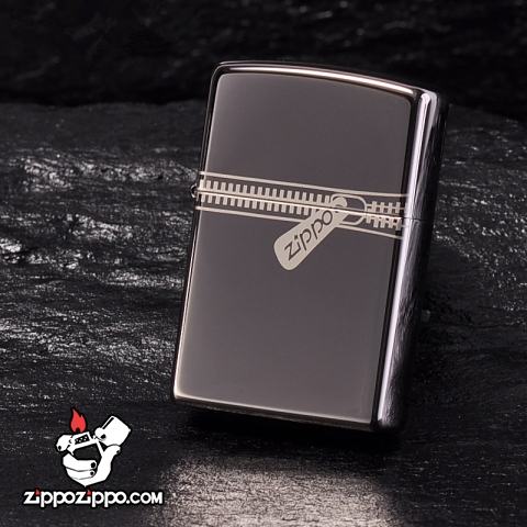 Bật lửa zippo chính hãng đen tuyền dây kéo cổ điển 21.088