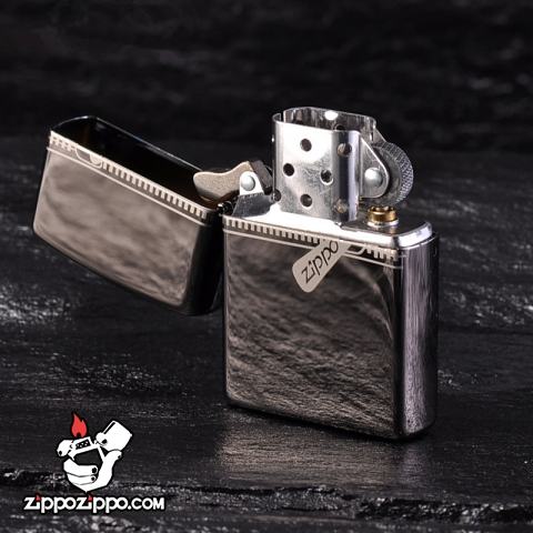 Bật lửa zippo chính hãng đen tuyền dây kéo cổ điển 21.088