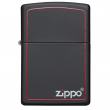 Bật Lửa Zippo Sơn Màu Đen Viền Đỏ - Logo Zippo SKU 218ZB – Zippo Black Matte with Zippo Logo and Border