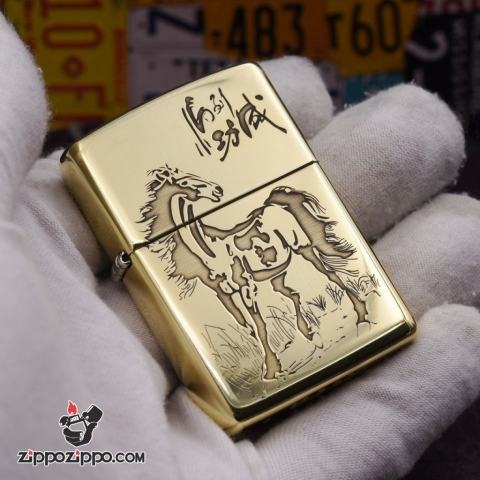 Bật lửa Zippo chính hãng đồng Bản Armor nhẹ khắc mã đáo thành công