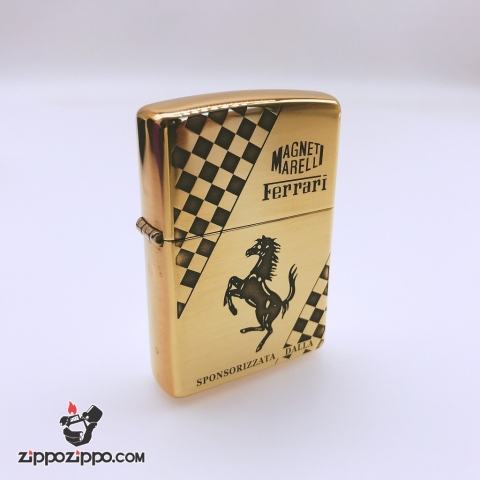 Bật lửa Zippo chĩnh hãng đồng Bóng khắc Ferrari