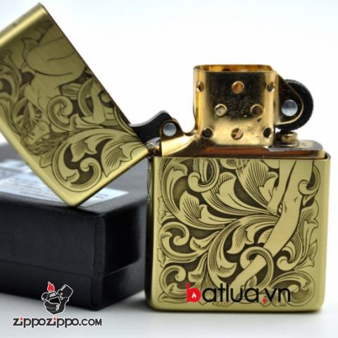 Bật lửa Zippo chính hãng đồng khắc họa tiết cô gái