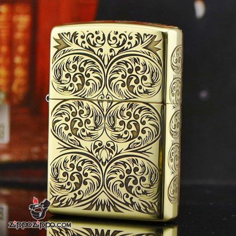 Bật lửa Zippo chính hãng đồng khắc hoa văn đối xứng