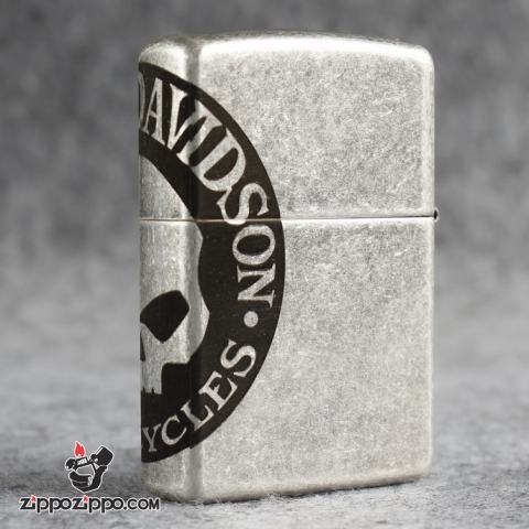 Bật lửa Zippo Chính Hãng Khắc Harley-Davidson Moto Mạ Antique Silver