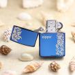 Bật Lửa Zippo Chính Hãng Khắc Hoa Văn Cạnh Màu Xanh Dương