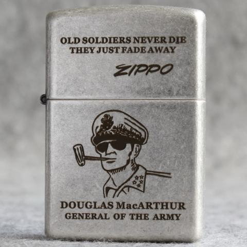 Bật Lửa Zippo Chính Hãng Khắc Tướng MacARTHUR Mạ Antique Silver