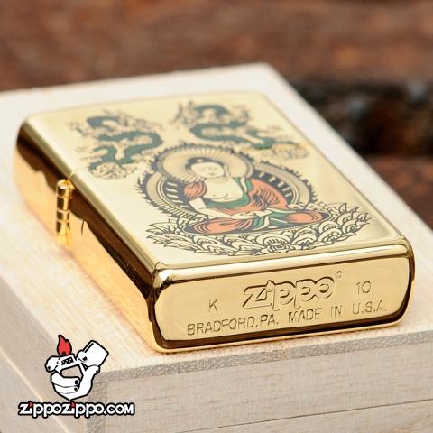 Bật lửa zippo chính hãng mạ vàng đức phật Thích Ca Mâu Ni K24GP